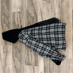 Plaid and black zip-up